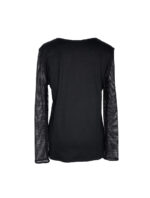 Črna ženska majica z mrežastimi rokavi - slika 2